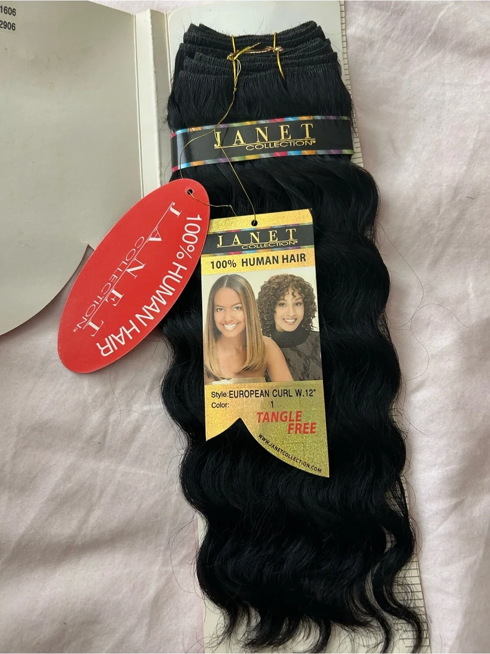 Janet Collection Human Hair European Curl Extensions 12” - Color 1B